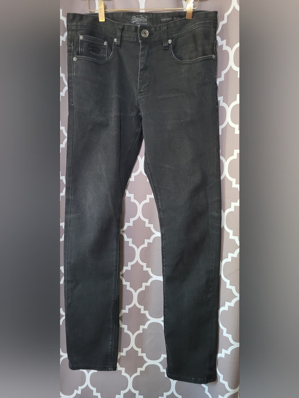 Superdry Men's Corporal Slim Copper Black Denim 32 x 32